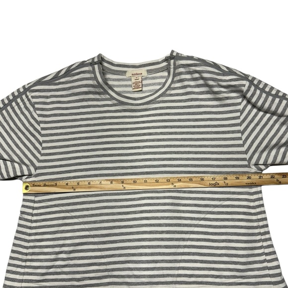 Sundance Striped Sweatshirt Grey White‎ Cropped Womens Medium Zipper Sleeve Boho - Picture 7 of 11
